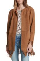 Women's Frame Fringe Trim Suede Jacket