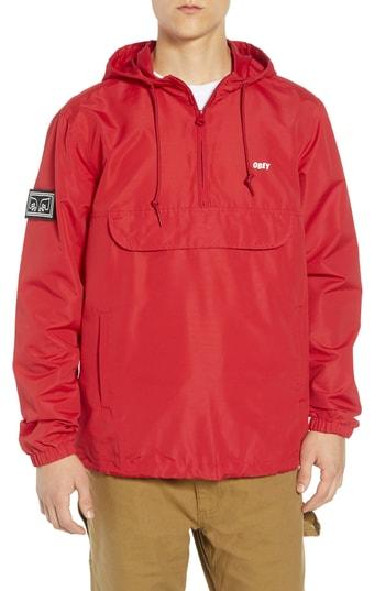 Men's Obey Crosstown Ii Anorak, Size - Red