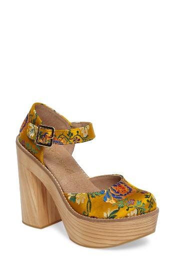 Women's Free People Starlet Embroidered Platform Pump Us / 37eu - Yellow