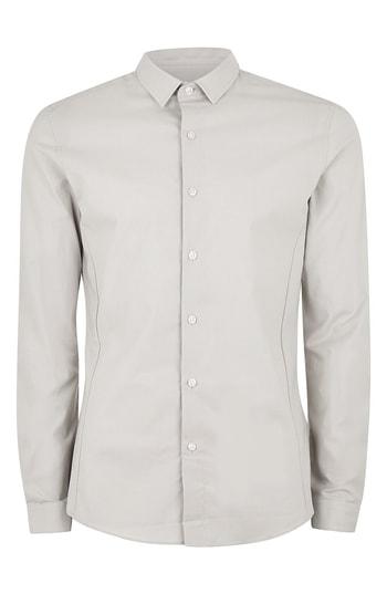 Men's Topman Muscle Fit Textured Shirt - Grey