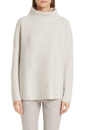 Women's Lafayette 148 New York Intersecting Stitch Cashmere & Silk Sweater - Grey