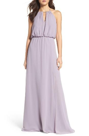 Women's Wtoo Keyhole Halter Chiffon Gown - Purple