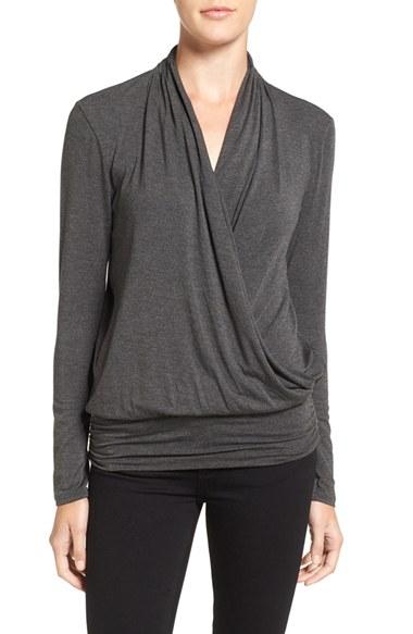 Women's Amour Vert 'angela' Long Sleeve Wrap Front Top