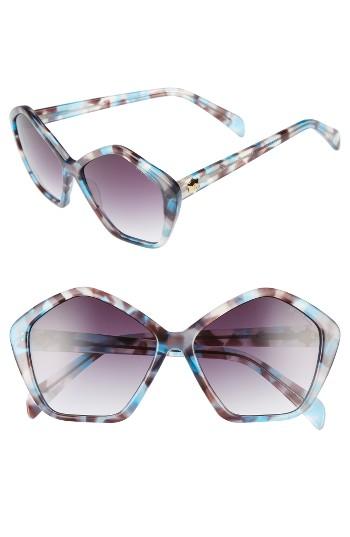 Women's Draper James 57mm Gradient Lens Geometric Sunglasses - Blue Tortoise