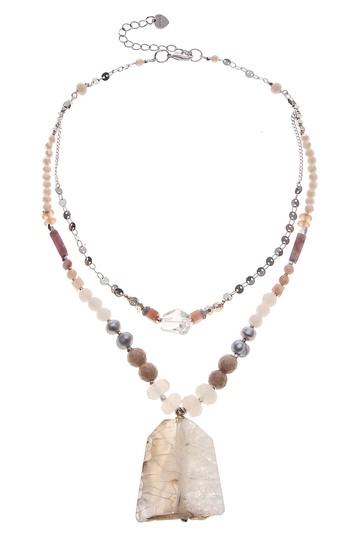 Women's Nakamol Design Quartz & Agate 2 Layer Statement Necklace