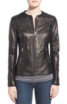 Women's Soia & Kyo Slim Fit Zip Front Leather Jacket, Size - Black