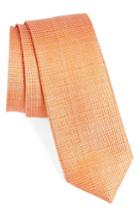 Men's Calibrate Saffron Solid Silk Skinny Tie, Size - Orange