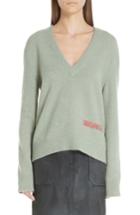 Women's Calvin Klein 205w39nyc Logo Embroidered Wool & Cotton Sweater - Green