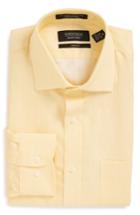 Men's Nordstrom Men's Shop Trim Fit Solid Linen & Cotton Dress Shirt .5 - 32/33 - Yellow