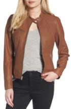 Women's Andrew Marc Felicity Leather Moto Jacket - Brown