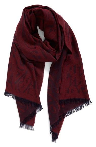 Men's Salvatore Ferragamo Logo Letters Wool, Cashmere & Silk Scarf
