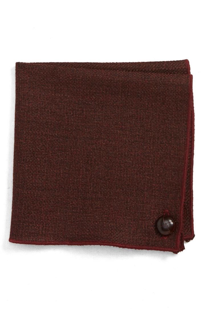 Men's Armstrong & Wilson Solid Wool Pocket Square, Size - Burgundy