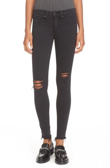 Women's Rag & Bone/jean Ripped Denim Leggings - Black