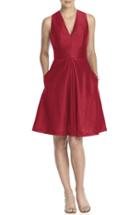 Women's Alfred Sung V-neck Dupioni Cocktail Dress - Red