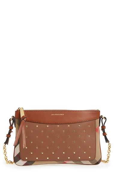 Burberry Peyton Studded Leather Crossbody Bag - Brown