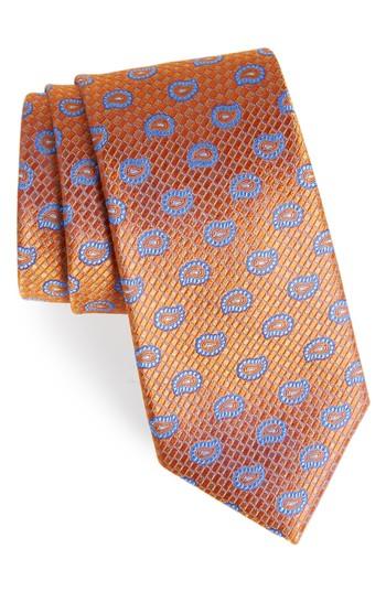 Men's Nordstrom Men's Shop Clarksonton Paisley Silk Tie, Size - Orange