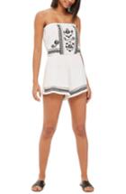 Petite Women's Topshop Embroidered Strapless Romper P Us (fits Like 0p) - White