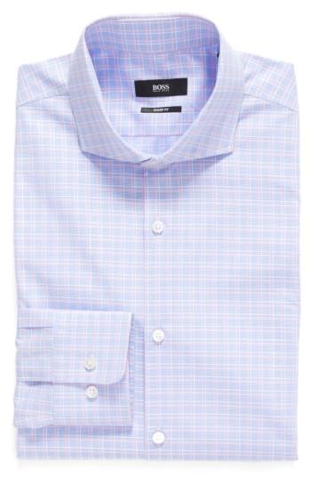 Men's Boss Sharp Fit Check Dress Shirt - R - Blue