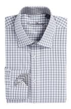 Men's English Laundry Trim Fit Plaid Dress Shirt - 34/35 - Grey