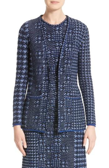 Women's Oscar De La Renta Pixelated Houndstooth Cardigan