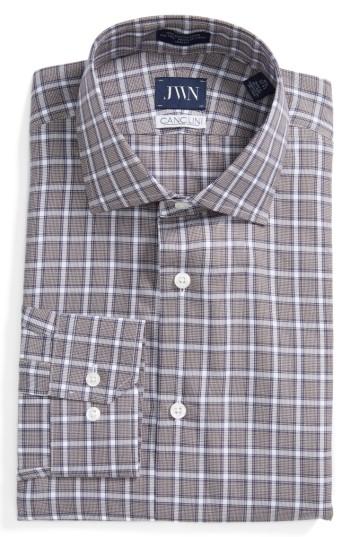 Men's John W. Nordstrom Trim Fit Plaid Dress Shirt .5 - 32/33 - Blue