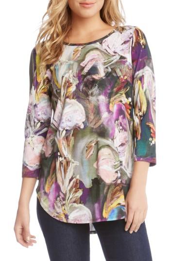 Women's Karen Kane Painted Floral Tee - Purple