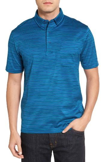 Men's Bugatchi Stripe Jersey Polo - Blue/green