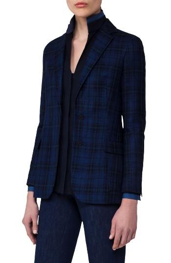 Women's Akris Check Silk & Cotton Jacket