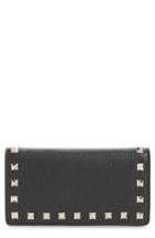 Women's Valentino Garavani Rockstud Calfskin Leather Wallet - Black