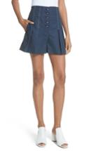 Women's Rebecca Taylor Topstitch Cotton Linen Shorts - Blue