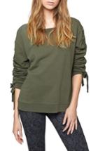 Petite Women's Sanctuary Camden Ruched Sweatshirt, Size P - Green