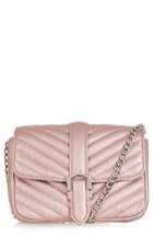 Topshop Magic Quilted Faux Leather Crossbody Bag - Pink