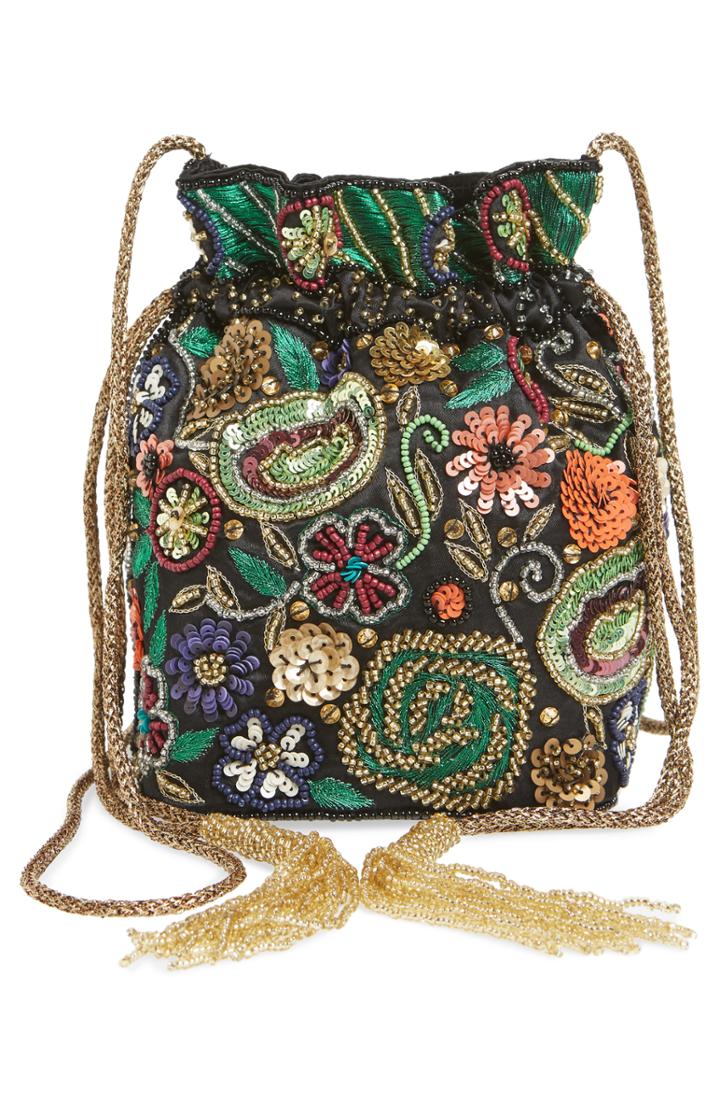 Steve Madden Beaded Drawstring Bucket Bag - Green