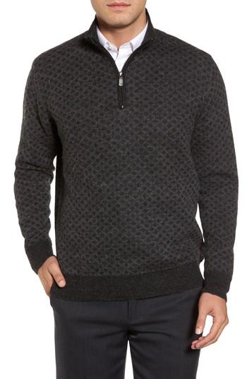 Men's Bobby Jones Diamond Quarter Zip Alpaca Sweater, Size - Grey