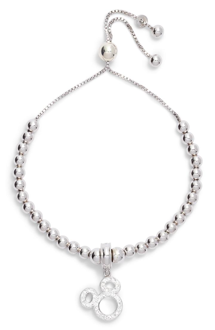 Women's Disney Mickey Crystal Pave Adjustable Charm Bracelet