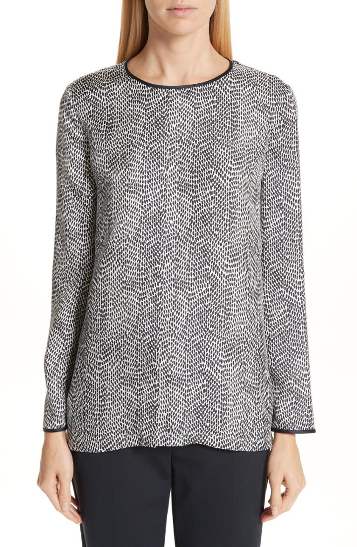 Women's Max Mara Perim Print Silk Blouse - Blue