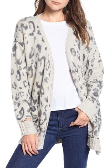 Women's Pam & Gela Leopard Print Cardigan, Size /small - Beige