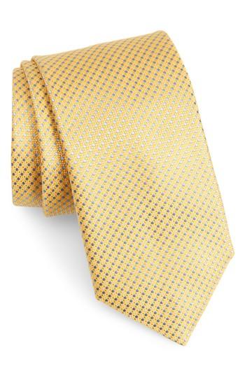 Men's Canali Neat Silk Tie, Size - Yellow