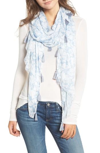 Women's Rebecca Minkoff Beach Flower Tasseled Scarf, Size - Blue