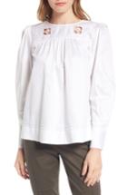 Women's Nordstrom Signature Embroidered Sateen Cotton Top