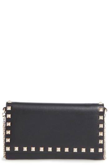 Women's Valentino Garavani Rockstud Wallet On A Chain - Black