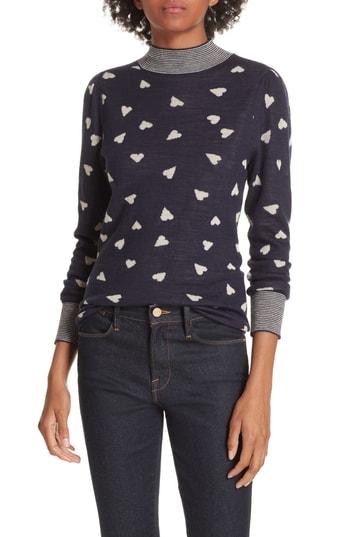 Women's Rebecca Taylor Heart Jacquard Sweater - Blue