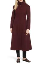 Women's Gallery Full Length Wool Blend Coat - Red