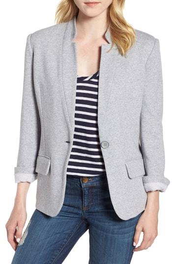 Women's Olivia Moon Cotton Blend Knit Blazer - Grey