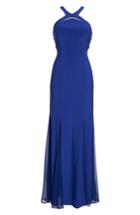 Women's Morgan & Co. Mesh Inset Knit Mermaid Gown /8 - Blue
