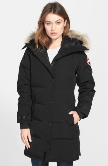 Women's Canada Goose Shelburne Genuine Coyote Fur Trim Down Parka, Size - Black