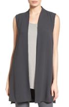 Women's Eileen Fisher Long Silk Vest - Grey