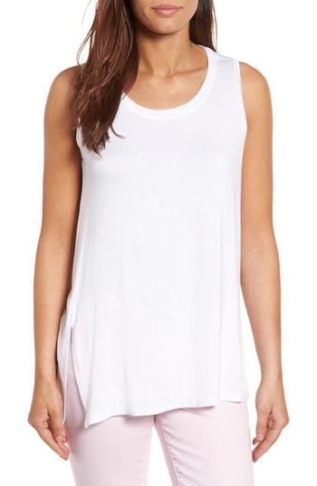 Women's Caslon Knot Front Jersey Tank, Size - White