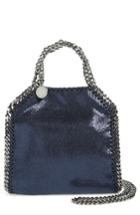 Stella Mccartney 'tiny Falabella' Metallic Faux Leather Crossbody Bag - Blue
