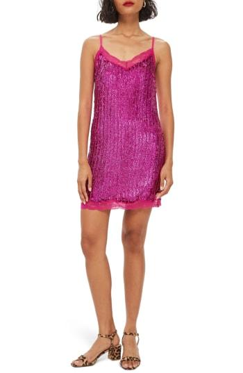 Women's Topshop Sequin Slipdress Us (fits Like 0) - Pink